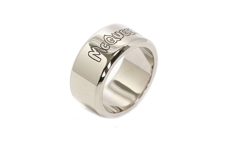 Lookbook Alexander McQueen Brass Letter Logo Minimalist Ring for Men 728450J160Y0446