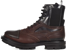 Alexander McQueen Calfskin Lace-Up Chelsea Boot 'Brown Black' 667912WHRWM2754 Alexander McQueen Calfskin Lace-Up Chelsea Boot 'Brown Black' 667912WHRWM2754
