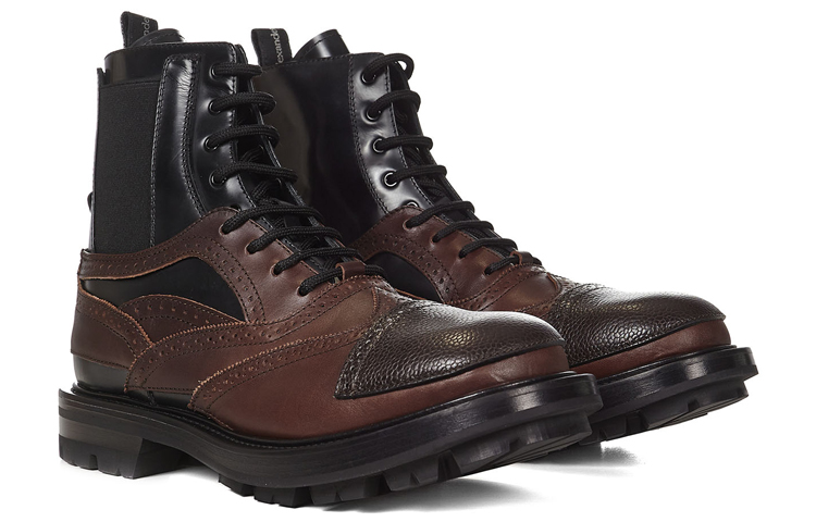 Order Alexander McQueen Calfskin Lace-Up Chelsea Boot 'Brown Black' 667912WHRWM2754