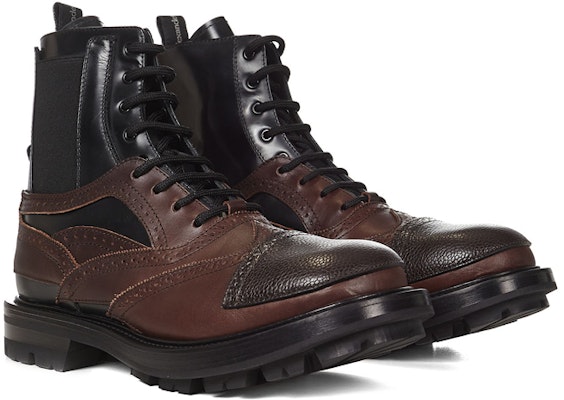 Alexander McQueen Calfskin Lace-Up Chelsea Boot 'Brown Black' 667912WHRWM2754 Order Alexander McQueen Calfskin Lace-Up Chelsea Boot 'Brown Black' 667912WHRWM2754