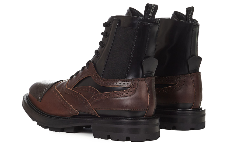 Lookbook Alexander McQueen Calfskin Lace-Up Chelsea Boot 'Brown Black' 667912WHRWM2754