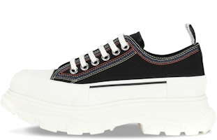 Alexander McQueen Canvas Low Top 'Black Fashion Versatile' 662683W4L3M1355 Alexander McQueen Canvas Low Top 'Black Fashion Versatile' 662683W4L3M1355