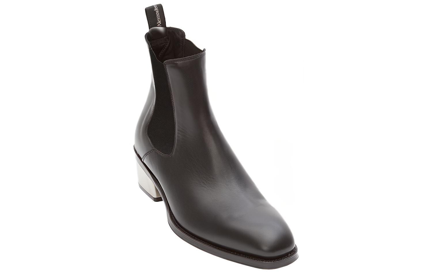 Lookbook Alexander McQueen Chelsea Boot 'Kulit Anak Sapi Hitam' 627208WHYH11081