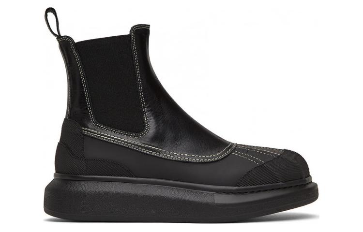 Order 亚历山大·麦昆切尔西靴 '黑色皮革' 688531WHXE31443