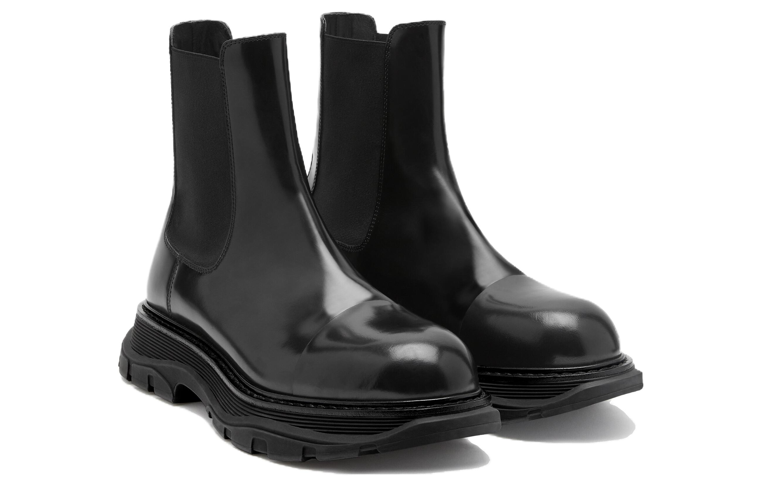 Lookbook 亚历山大麦昆切尔西靴黑色皮革舒适版 782441WIF511000