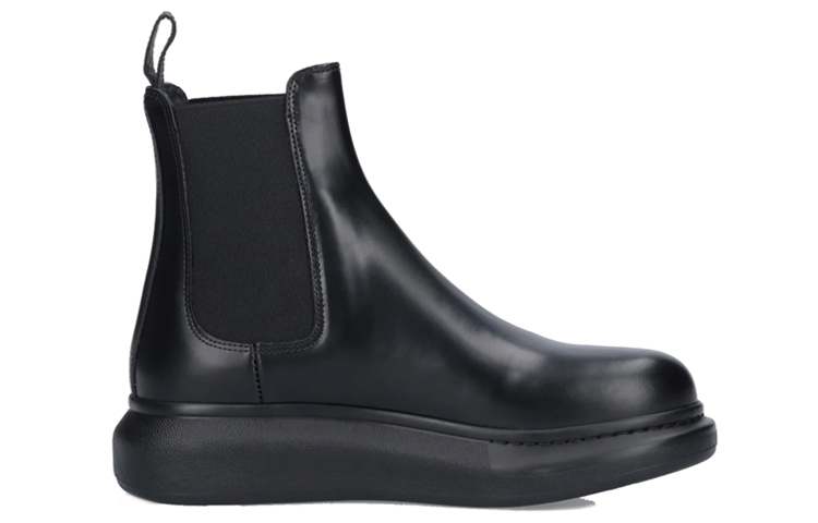 Order 亞歷山大·麥昆 小牛皮 彈性側嵌片 切爾西靴 男款 黑色