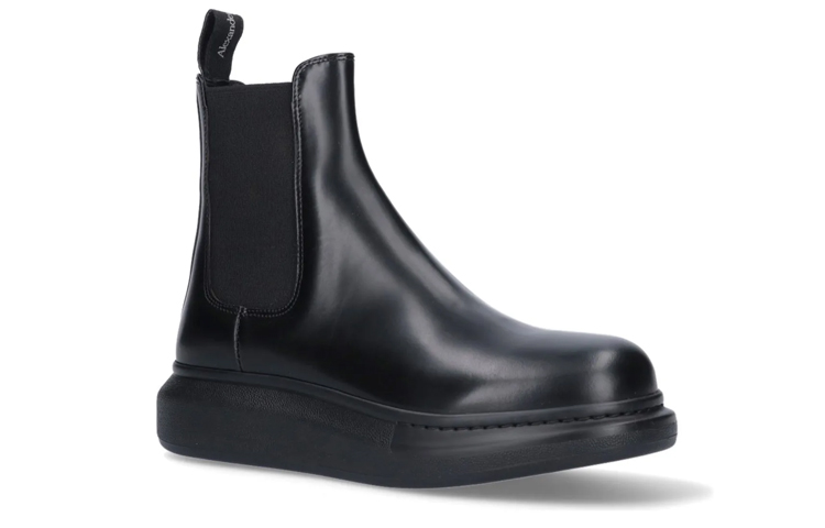 Lookbook 亞歷山大·麥昆 小牛皮 彈性側嵌片 切爾西靴 男款 黑色