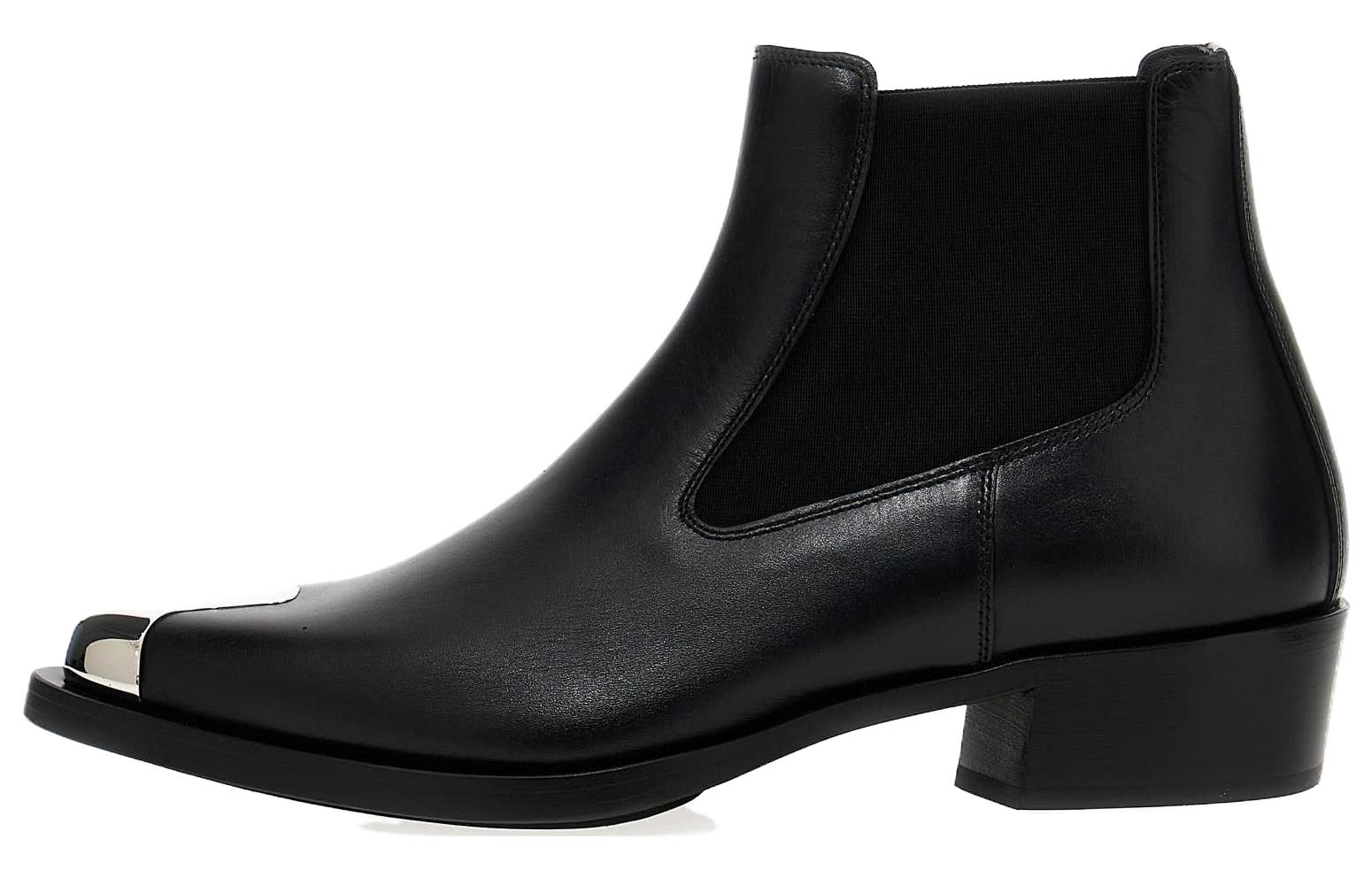 Alexander McQueen Chelsea Boot 'Black Leather Slip-On' 750380WIDY21081