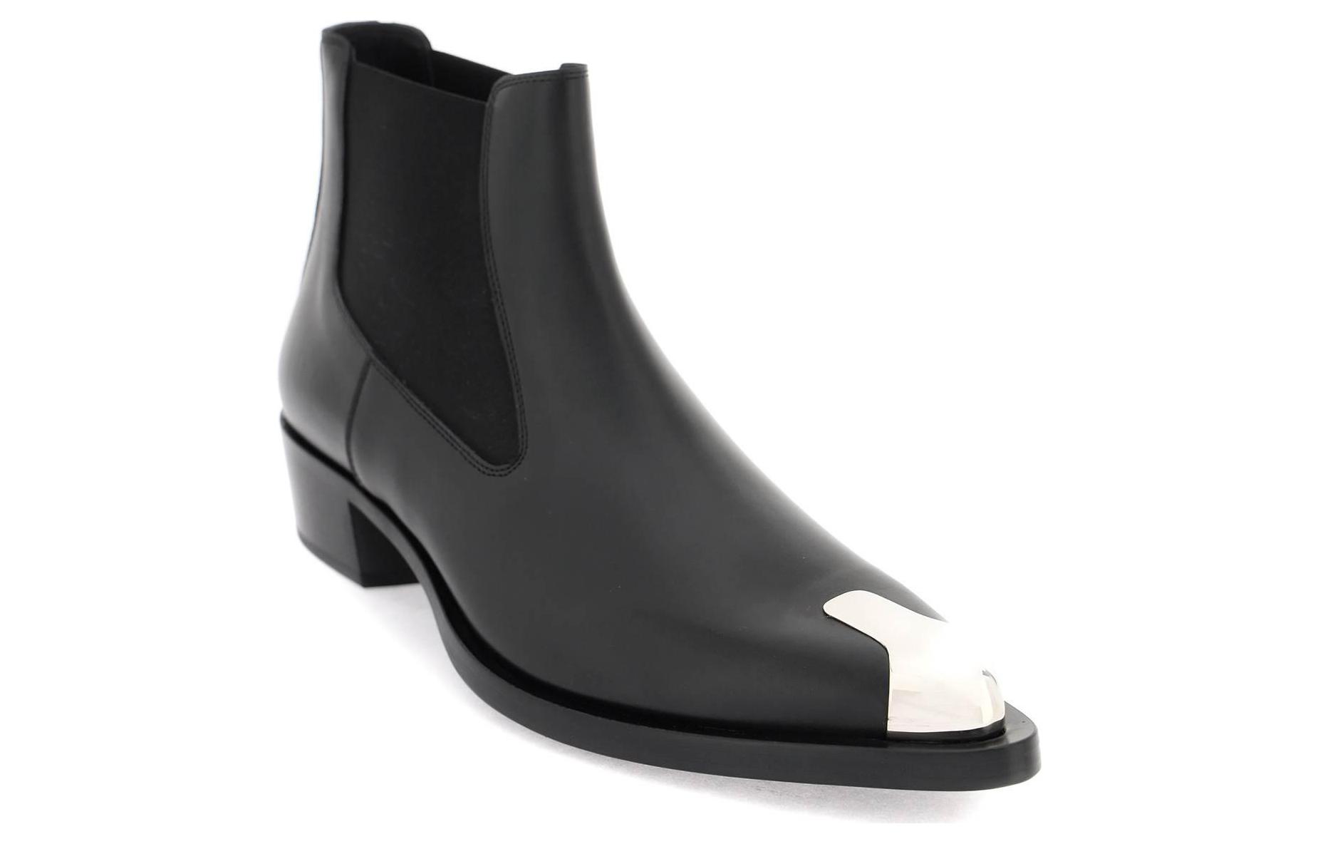 Lookbook Botas Chelsea Alexander McQueen 'Negro de Cuero Slip-On' 750380WIDY21081