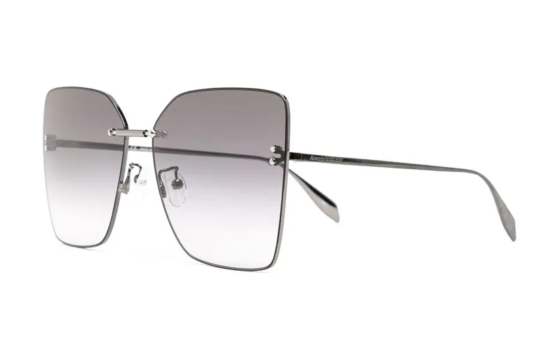 Alexander McQueen Classic Alloy Butterfly Sunglasses Silver for Men AM0342S001RUTHENIUM-RUTHENIUM