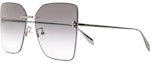 Order Alexander McQueen Classic Alloy Butterfly Sunglasses Silver for Men AM0342S001RUTHENIUM-RUTHENIUM