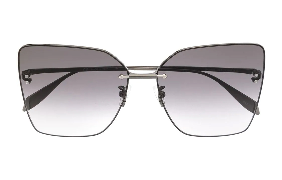 Lookbook Alexander McQueen Classic Alloy Butterfly Sunglasses Silver for Men AM0342S001RUTHENIUM-RUTHENIUM