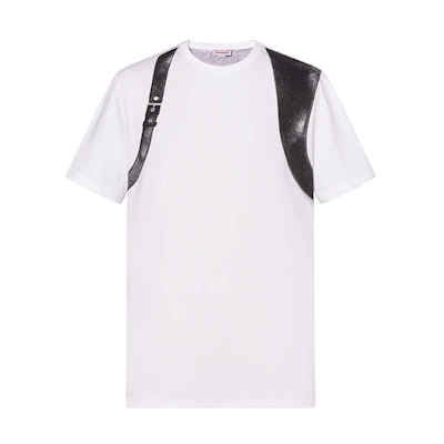 Alexander McQueen Contrast Round Neck Short Sleeve T-Shirt White () 759453-QVZ34-0900