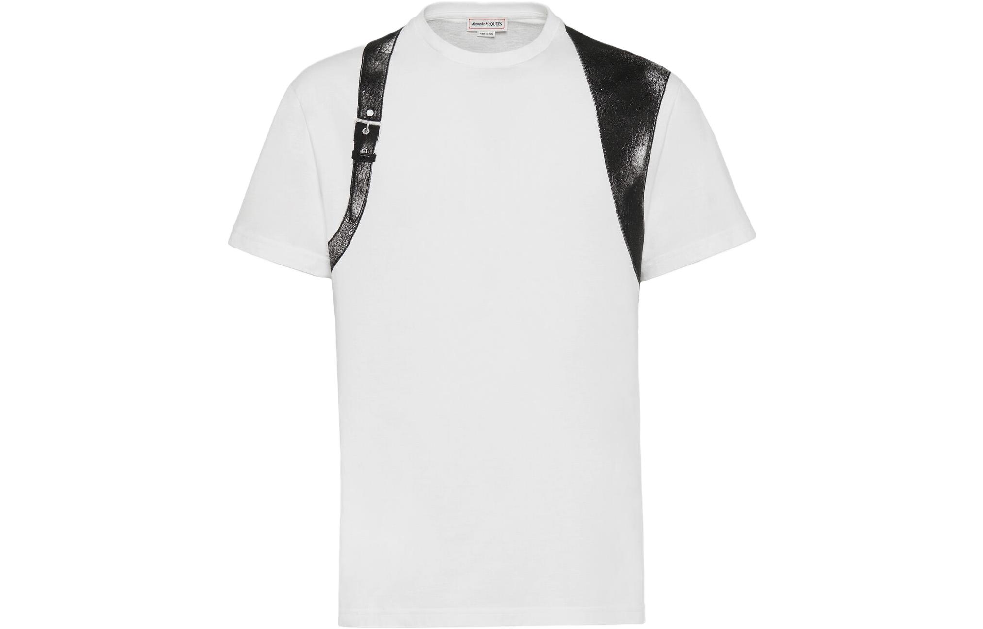 Order Alexander McQueen Kaos Pendek Putih Leher Bulat Kontras 759453-QVZ34-0900