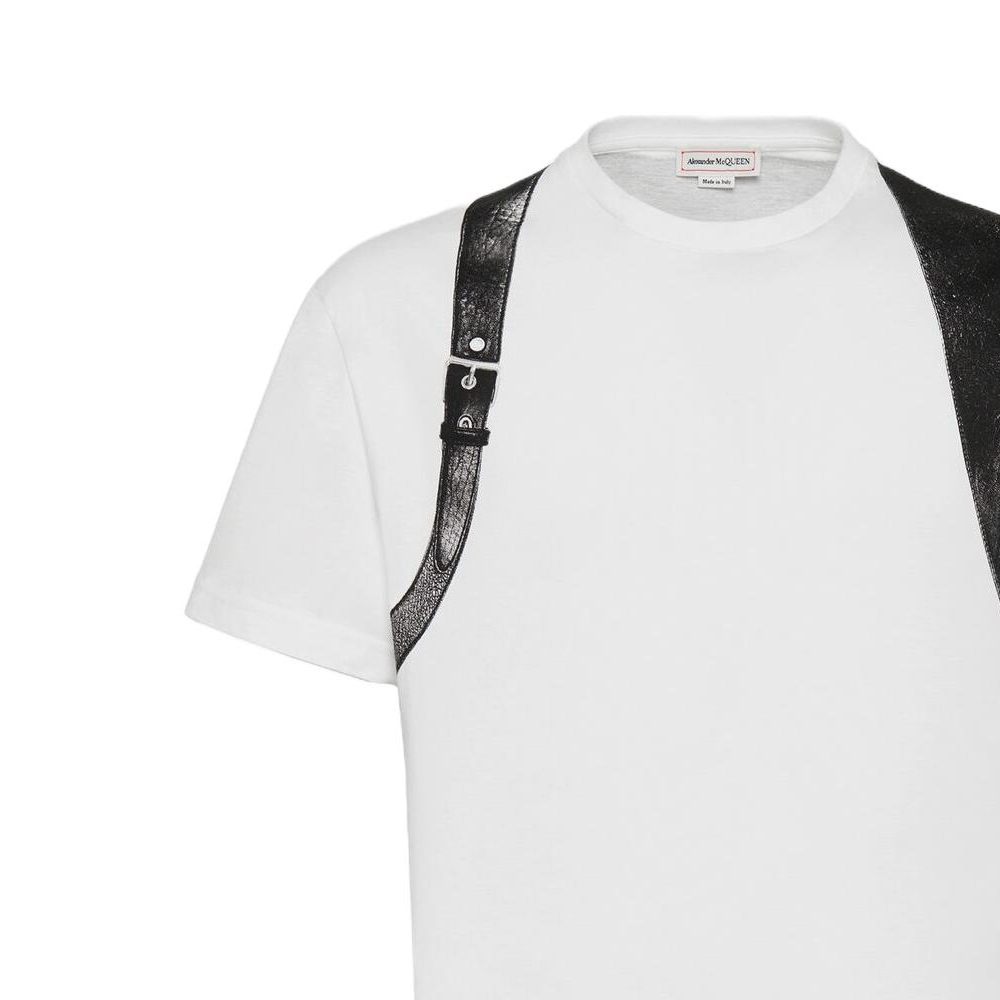 Sizing Alexander McQueen Kaos Pendek Putih Leher Bulat Kontras 759453-QVZ34-0900