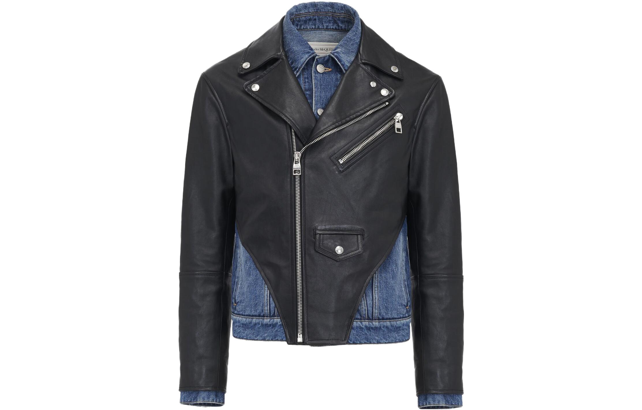 Alexander McQueen Contrast Zip-Up Jacket Black 751976-Q5HXP-1038