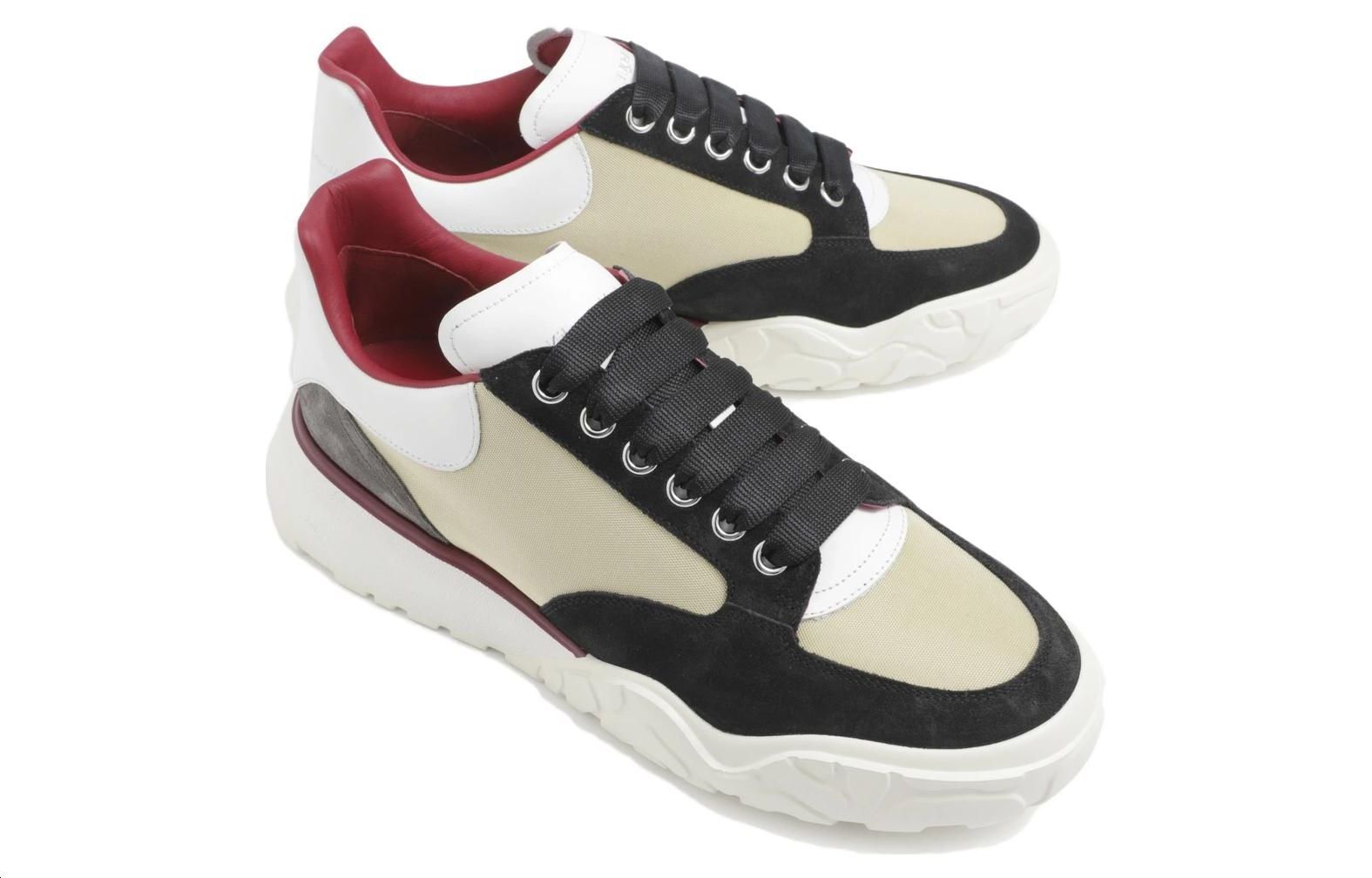 Lookbook Alexander McQueen Court Paneled Low-Top Sneakers 'Beige White Red' 750365W4WL12129