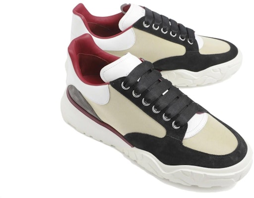 Alexander McQueen Court Paneled Low-Top Sneakers 'Beige White Red' 750365W4WL12129 Lookbook Alexander McQueen Court Paneled Low-Top Sneakers 'Beige White Red' 750365W4WL12129