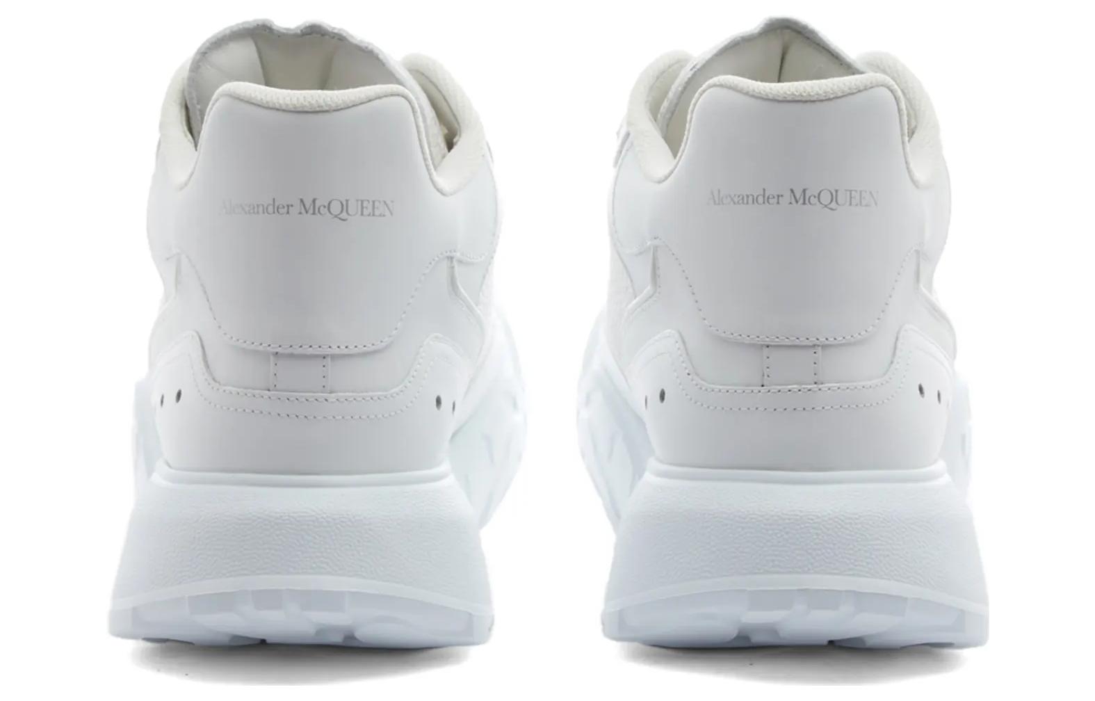 Shop 亞歷山大·麥昆 皮革中幫綁帶大衣運動鞋 白色