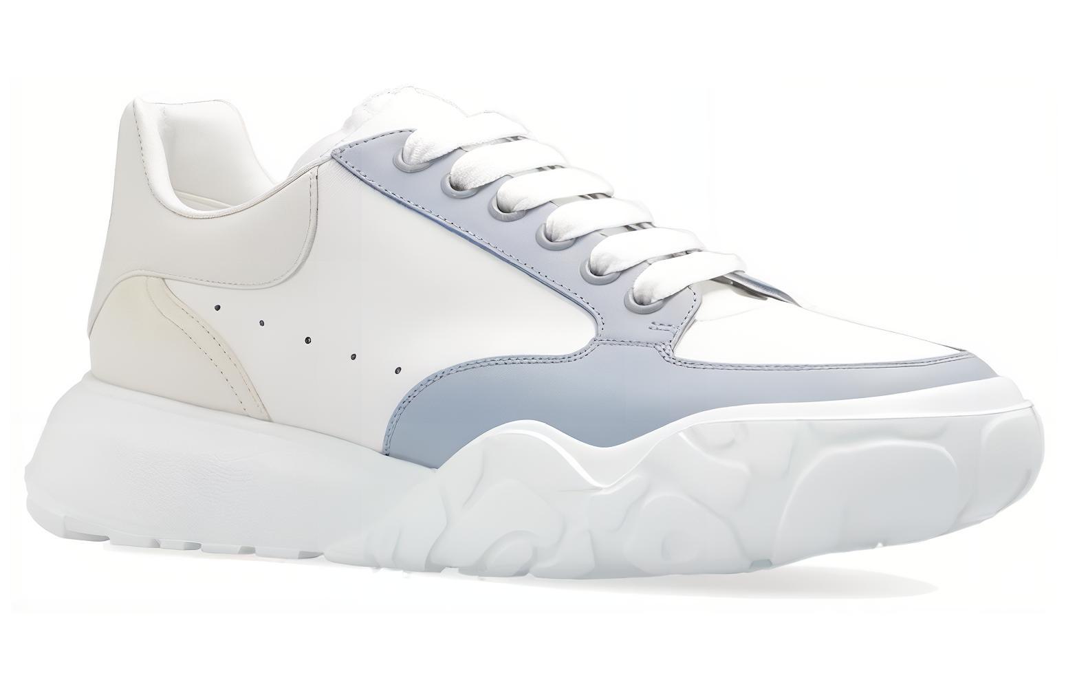 Lookbook 亞歷山大麥昆 Court Trainer 皮革 系帶圓頭 低幫 運動休閒鞋 男款 白藍色