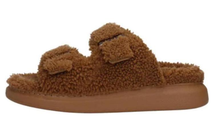 Alexander McQueen Curly Shearling Up Sandal 'Tobacco' 682493-WLEK4-2327