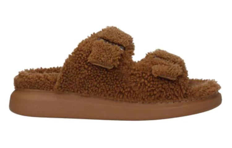 Order Alexander McQueen Curly Shearling Up Sandal 'Tobacco' 682493-WLEK4-2327