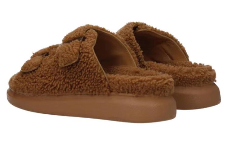 Purchase Alexander McQueen Curly Shearling Up Sandal 'Tobacco' 682493-WLEK4-2327