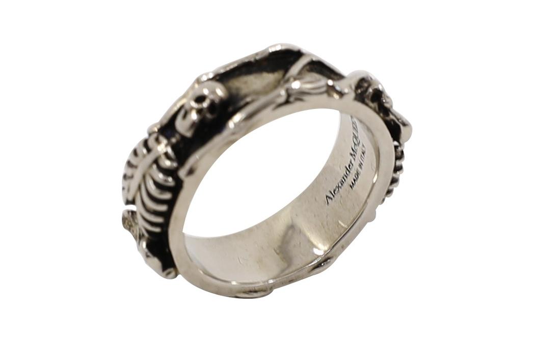 Order Alexander McQueen Dancing Skeleton Brass Skull Ring Silver Accessory 575539J160Y