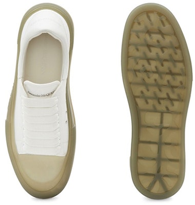 Alexander McQueen Deck Lace-Up Plimsoll 'White Khaki' 667819-W4MVW-9055 Shop Alexander McQueen Deck Lace-Up Plimsoll 'White Khaki' 667819-W4MVW-9055