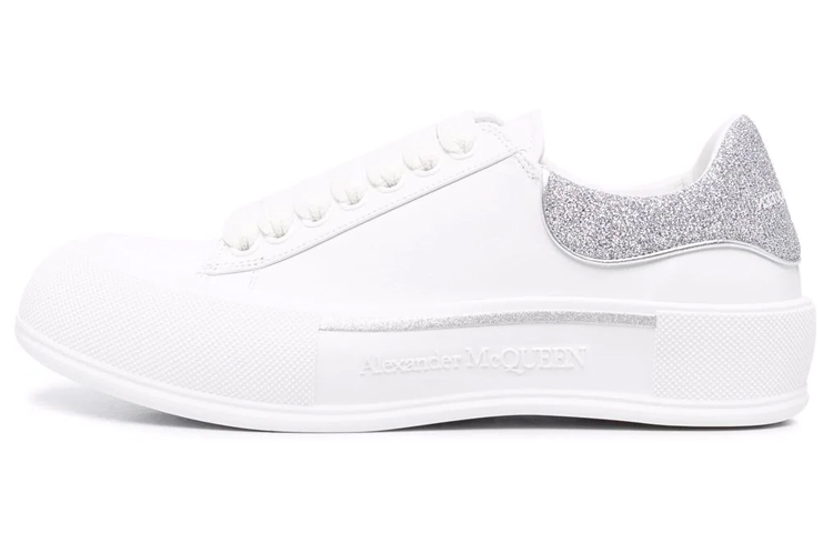 Alexander McQueen Deck Lace-Up Plimsoll 'White Silver' 682410-WIB67-9485