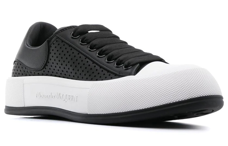 Order 亚历山大·麦昆黑白色低帮休闲鞋 727374WIATB1070