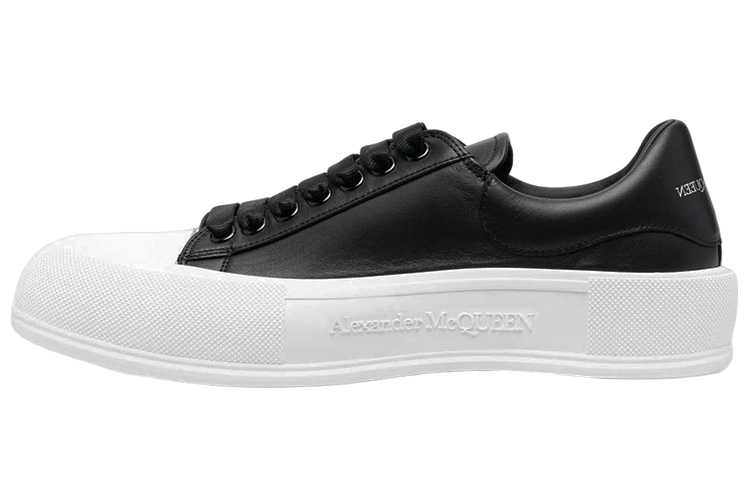 Alexander McQueen Deck Lace Up Plimsoll Sneakers 'Black White' 705201WIAB61070