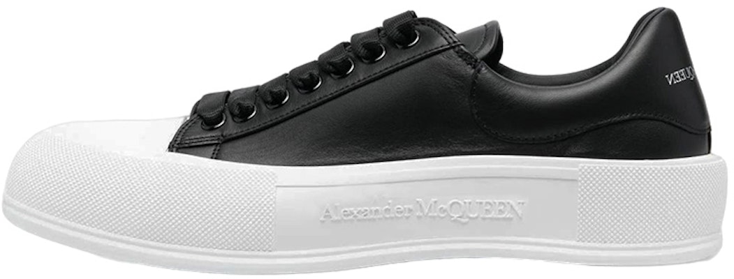 Alexander McQueen Deck Lace Up Plimsoll Sneakers 'Black White' 705201WIAB61070 Buy Alexander McQueen Deck Lace Up Plimsoll Sneakers 'Black White' 705201WIAB61070