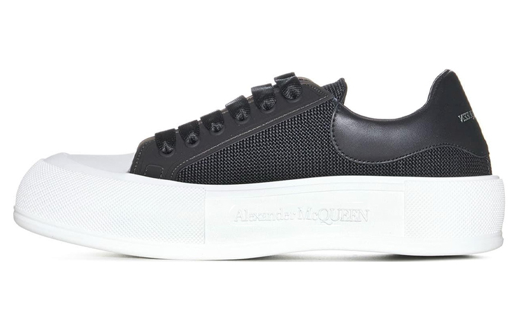 Alexander McQueen Deck Lace Up Plimsoll Sneakers 'Core Black White' 711098W4UB31000