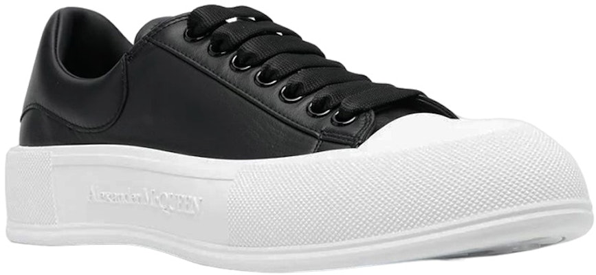 Alexander McQueen Deck Lace Up Plimsoll Sneakers 'Black White' 705201WIAB61070 Order Alexander McQueen Deck Lace Up Plimsoll Sneakers 'Black White' 705201WIAB61070