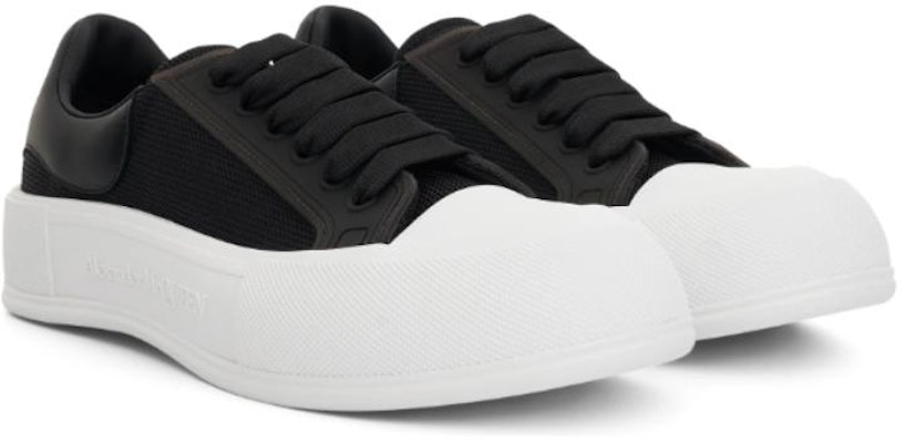 Alexander McQueen Deck Lace Up Plimsoll Sneakers 'Core Black White' 711098W4UB31000 Lookbook Alexander McQueen Deck Lace Up Plimsoll Sneakers 'Core Black White' 711098W4UB31000