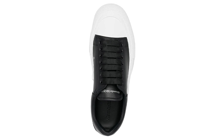 Shop Alexander McQueen Deck Lace Up Plimsoll 'Hitam Putih' Sneakers 705201WIAB61070