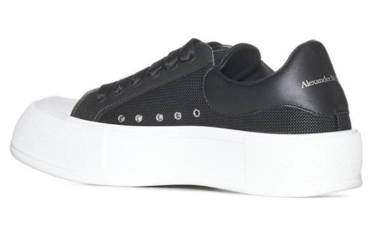 Shop Alexander McQueen Deck Lace Up Plimsoll Sneakers 'Core Black White' 711098W4UB31000