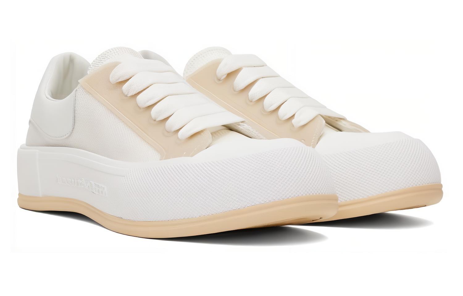 Order 亚历山大·麦昆白米色系带Deck运动鞋 711098W4UB28993