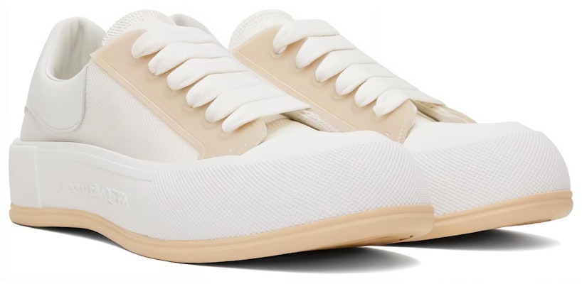 Alexander McQueen Deck Lace Up Sneakers 'White Beige' 711098W4UB28993 Order Alexander McQueen Deck Lace Up Sneakers 'White Beige' 711098W4UB28993