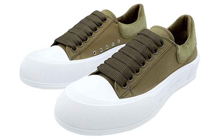 Lookbook 亞歷山大·麥昆 Alexander McQueen Deck Lace-Up 耐磨防滑 低幫運動 時尚板鞋 男款 綠色