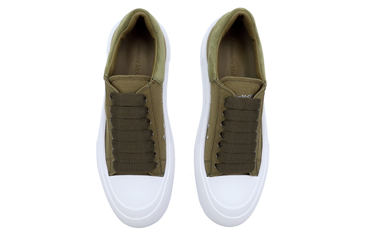 Shop 亞歷山大·麥昆 Alexander McQueen Deck Lace-Up 耐磨防滑 低幫運動 時尚板鞋 男款 綠色