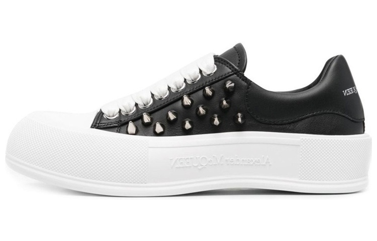 (Women) Alexander McQueen Deck Plimsoll 'Studded - Black' 708083-WHT9K-1081