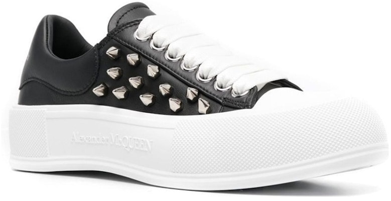 Alexander McQueen Deck Plimsoll 'Studded - Black' 708083-WHT9K-1081 Order Alexander McQueen Deck Plimsoll 'Studded - Black' 708083-WHT9K-1081