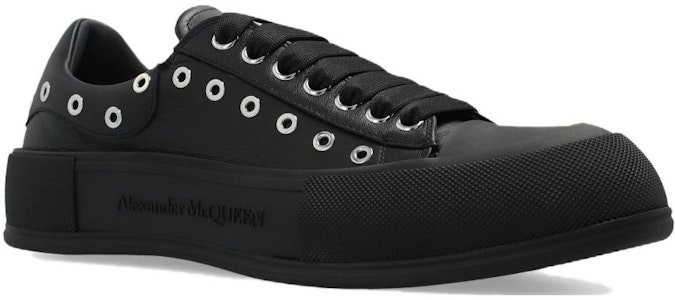亞歷山大·麥昆 Alexander McQueen Deck 皮革 低幫綁帶 時尚板鞋 黑色 Shop 亞歷山大·麥昆 Alexander McQueen Deck 皮革 低幫綁帶 時尚板鞋 黑色