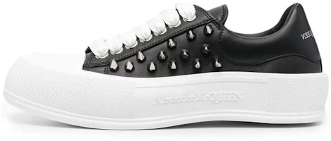 Alexander McQueen Deck Plimsoll Low 'Black Studded' 705810-WHT9K-1081 Alexander McQueen Deck Plimsoll Low 'Black Studded' 705810-WHT9K-1081