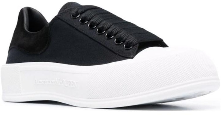 Alexander McQueen Deck Plimsoll Low 'Black White' 654594-W4MV7-1070 Shop Alexander McQueen Deck Plimsoll Low 'Black White' 654594-W4MV7-1070