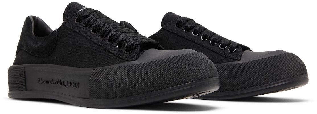 Alexander McQueen Deck Plimsoll Low 'Triple Black' Sepatu Sneakers Hitam 654594W4MV71000 Cheap Alexander McQueen Deck Plimsoll Low 'Triple Black' Sepatu Sneakers Hitam 654594W4MV71000