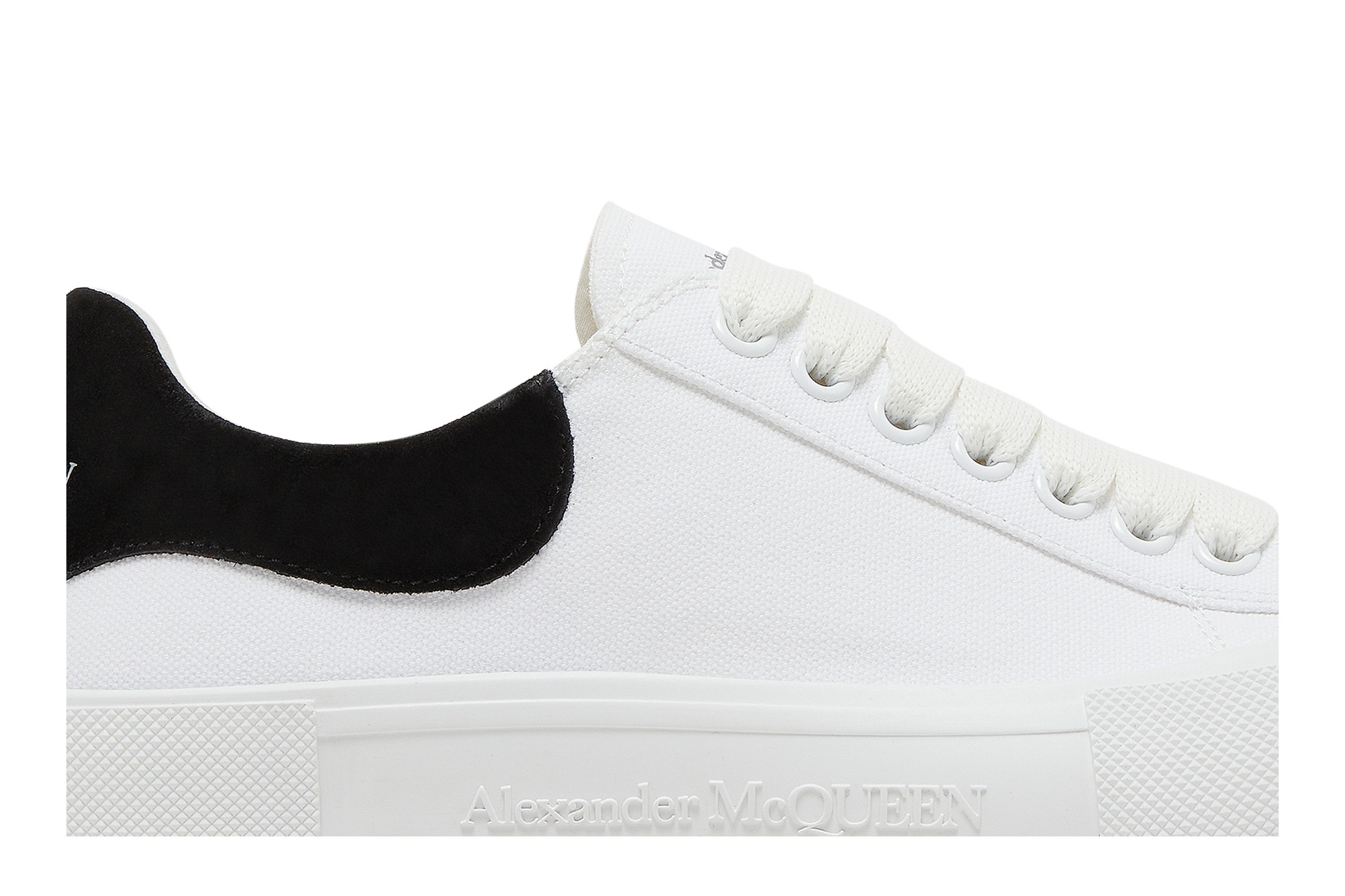 Lookbook Alexander McQueen Deck Plimsoll Low 'Putih Hitam' 654594-W4MV7-9061