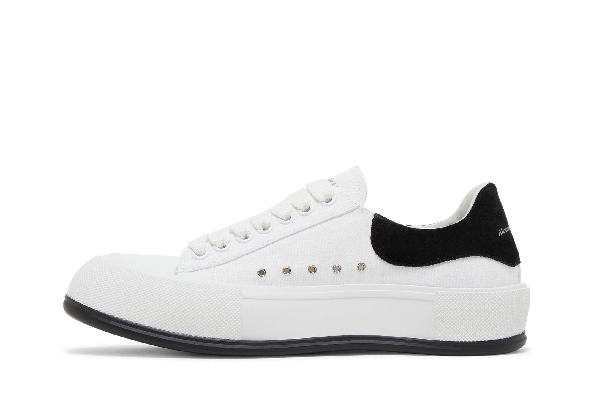 Shop Alexander McQueen Deck Plimsoll Low 'Putih Hitam' 654594-W4MV7-9061